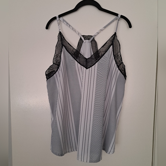 V Neck Racerback Lace Striped Cami - Picture 5 of 10
